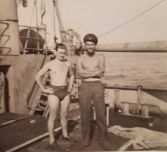 two sailors on ship deck
