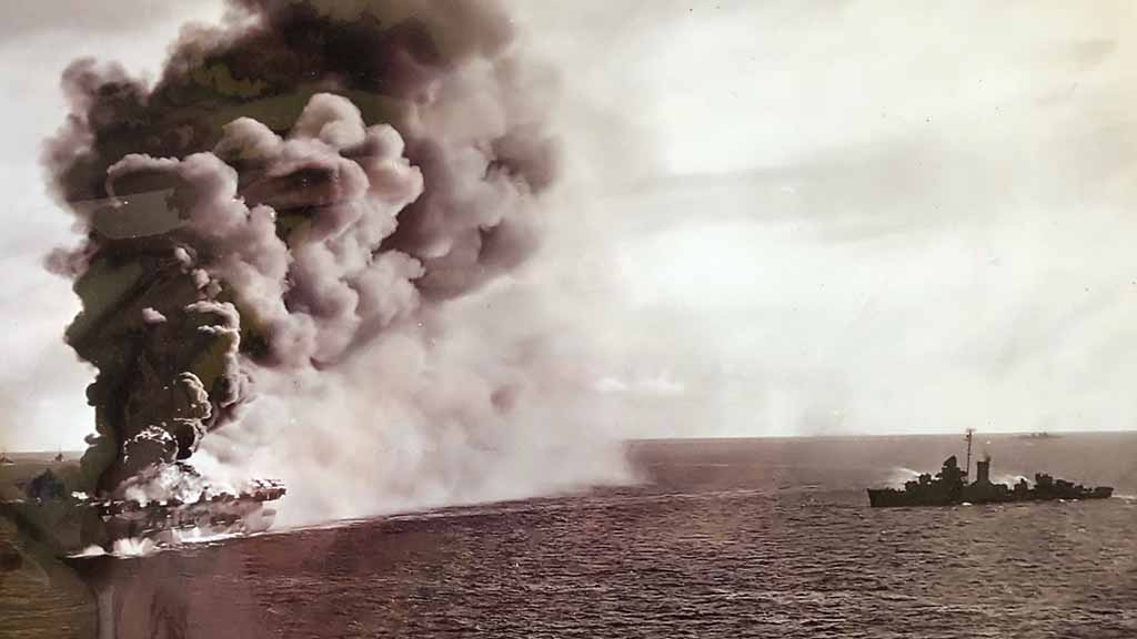 USS Ommaney Bay blown up