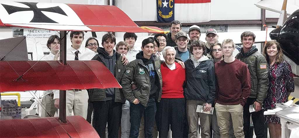 High School Aviation Students Learn History from WWII Fighter Pilot