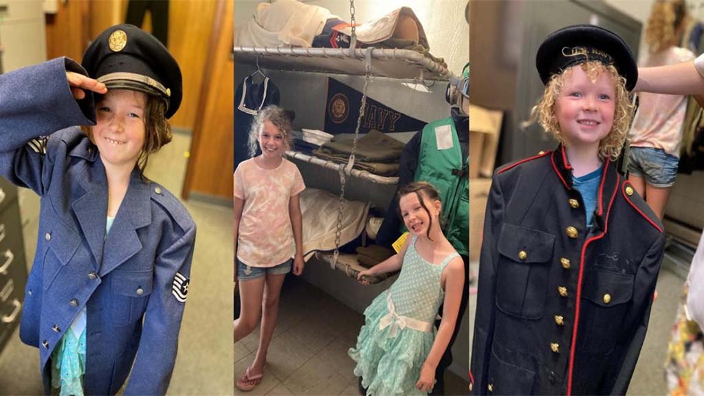 young visitors to the museum dressed in military outfits